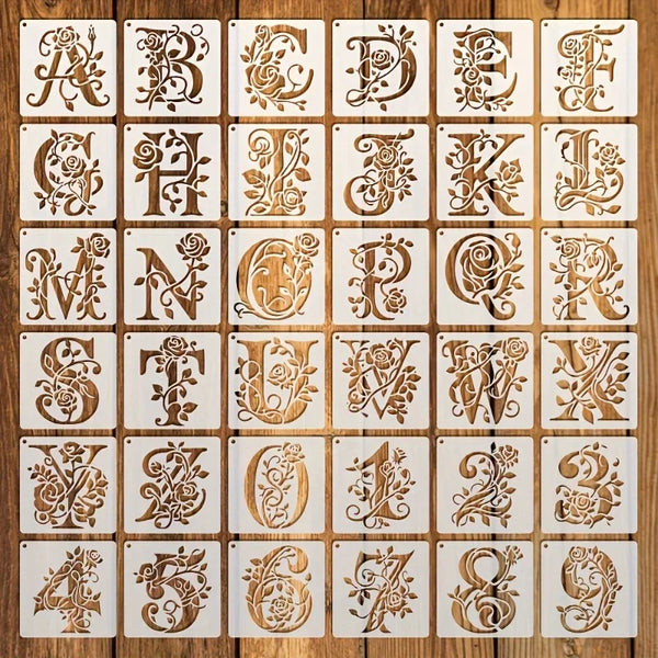 Floral Alphabet & Number Stencil Set – Reusable PET