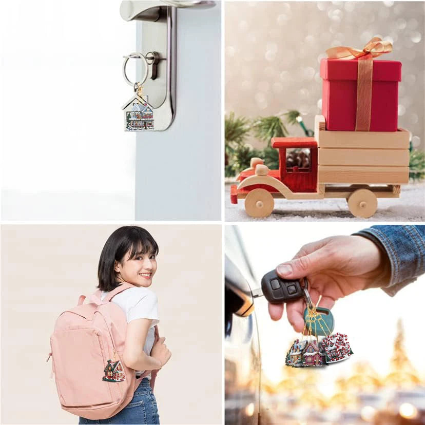 DIY Diamond Art Keychain Set – 5PCS Acrylic Christmas Ornaments for Holiday Décor