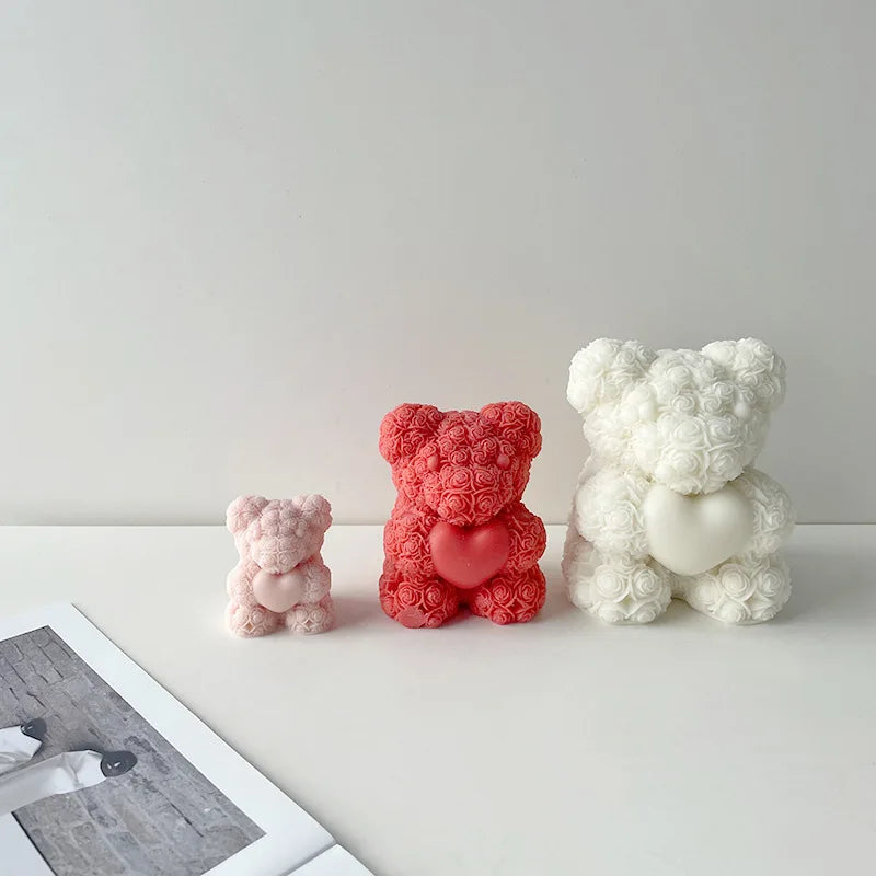 Rose Bear 3D Candle Silicone Mold