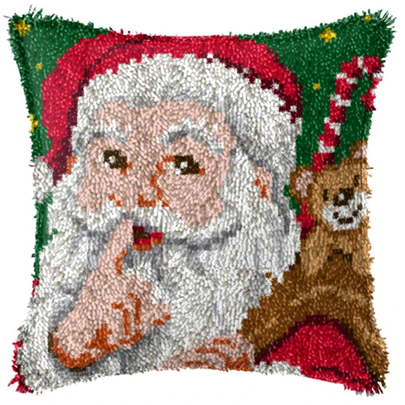 Snowman & Elk Latch Hook Kit – DIY Crochet Rug & Cushion Embroidery Set