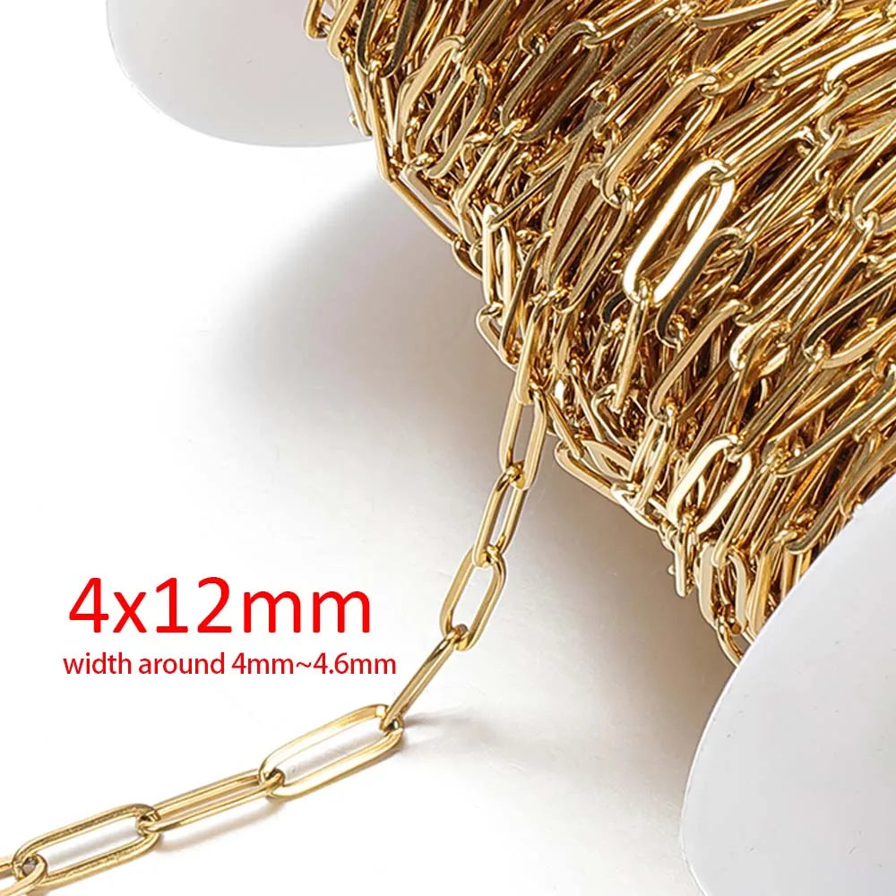 No Fade Stainless Steel Chain – 2M Gold Chain for DIY Jewelry Making