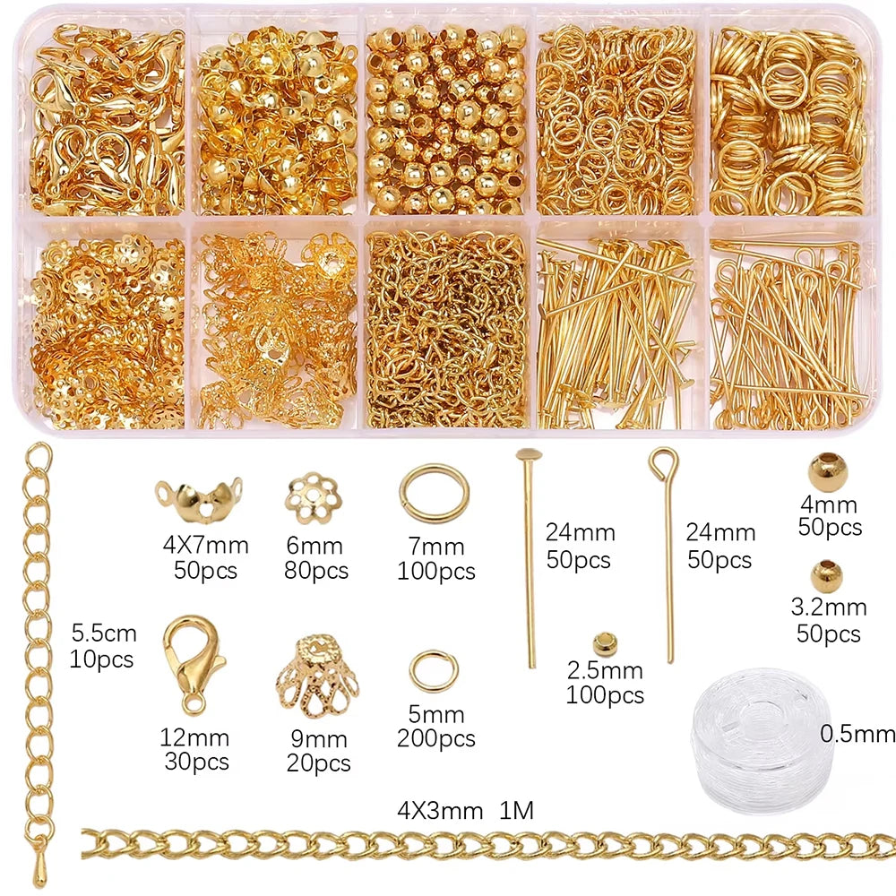 Jewelry Making Starter Kit – DIY Beads & Findings Set for Earrings and Necklaces