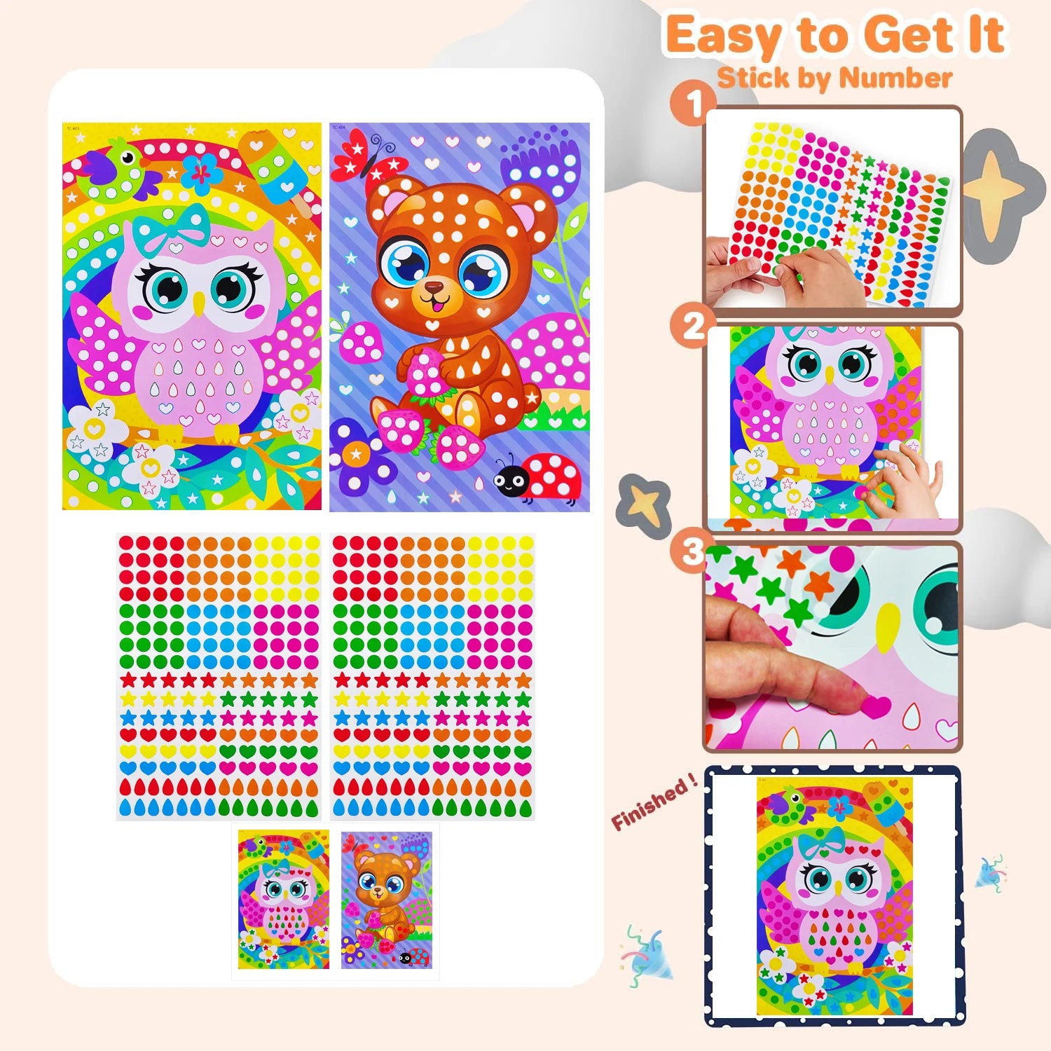 Children’s DIY Dot Coloring Book – Cartoon Animals