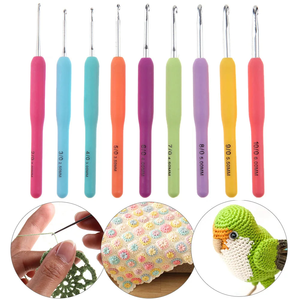 Crochet Hook Kit with Storage Bag Soft Handle Aluminum Needles