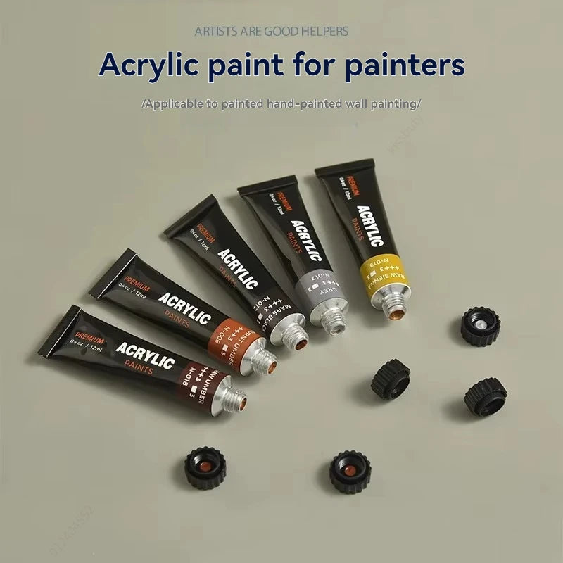 Acrylic Paint Set – 12/24/30 Colours (12ml) for Canvas, Wood, Fabric & Crafts