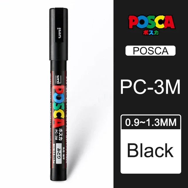 🎨 UNI POSCA Acrylic Paint Marker Set – PC-1M / PC-3M / PC-5M Quick-Dry Permanent Paint Pens