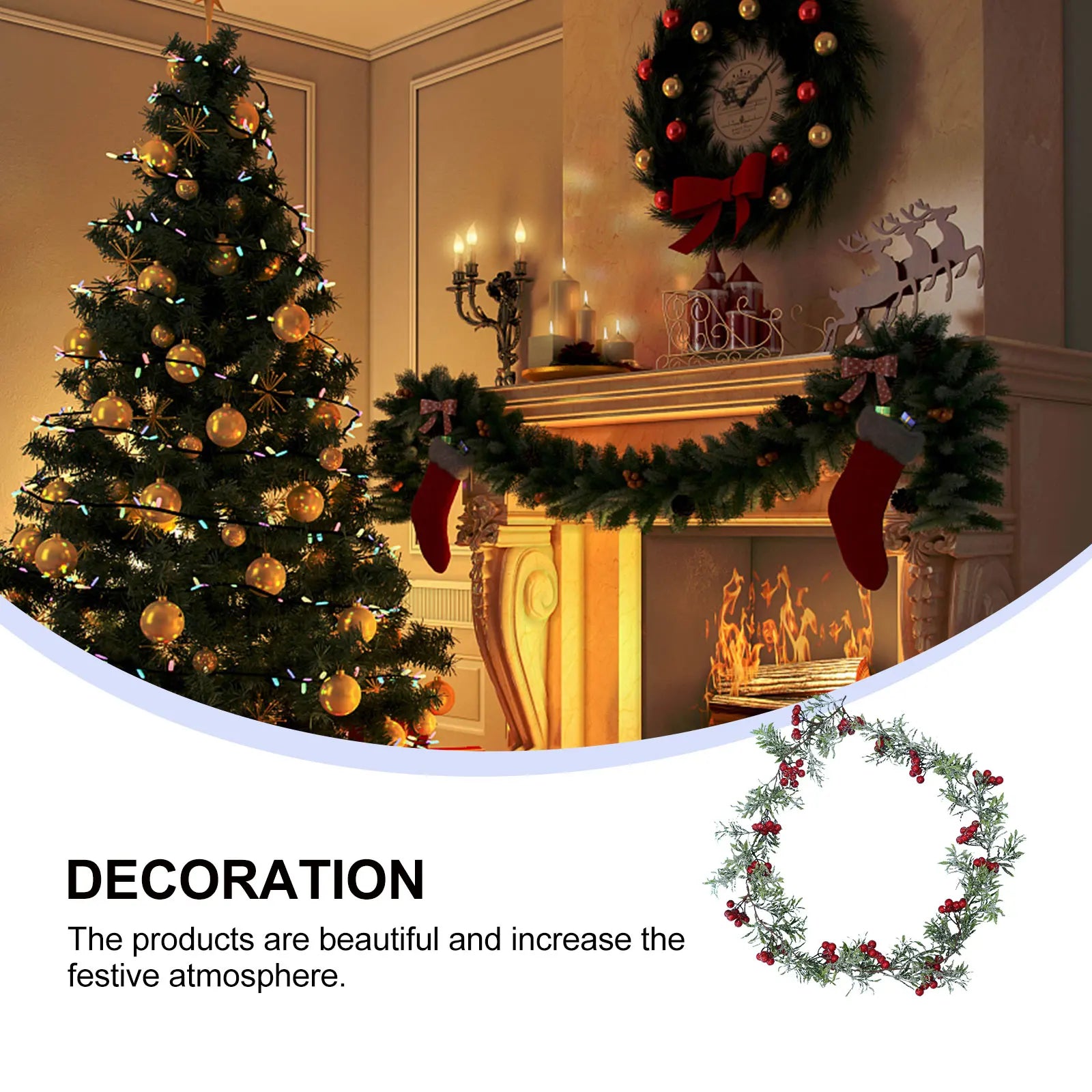 Christmas Tree Ornaments – Realistic Pine Garland Decoration for Holiday Décor