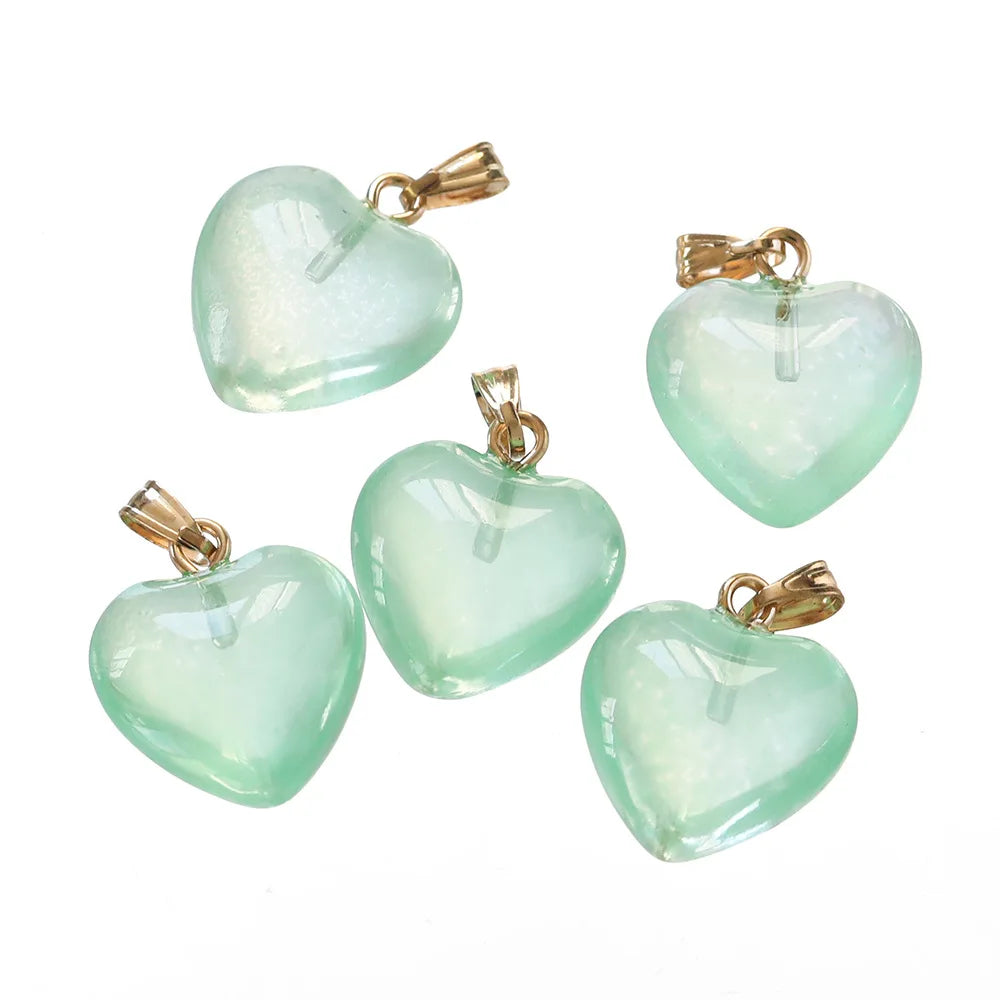 Lampwork Heart Glass Bead Charms (10pcs)