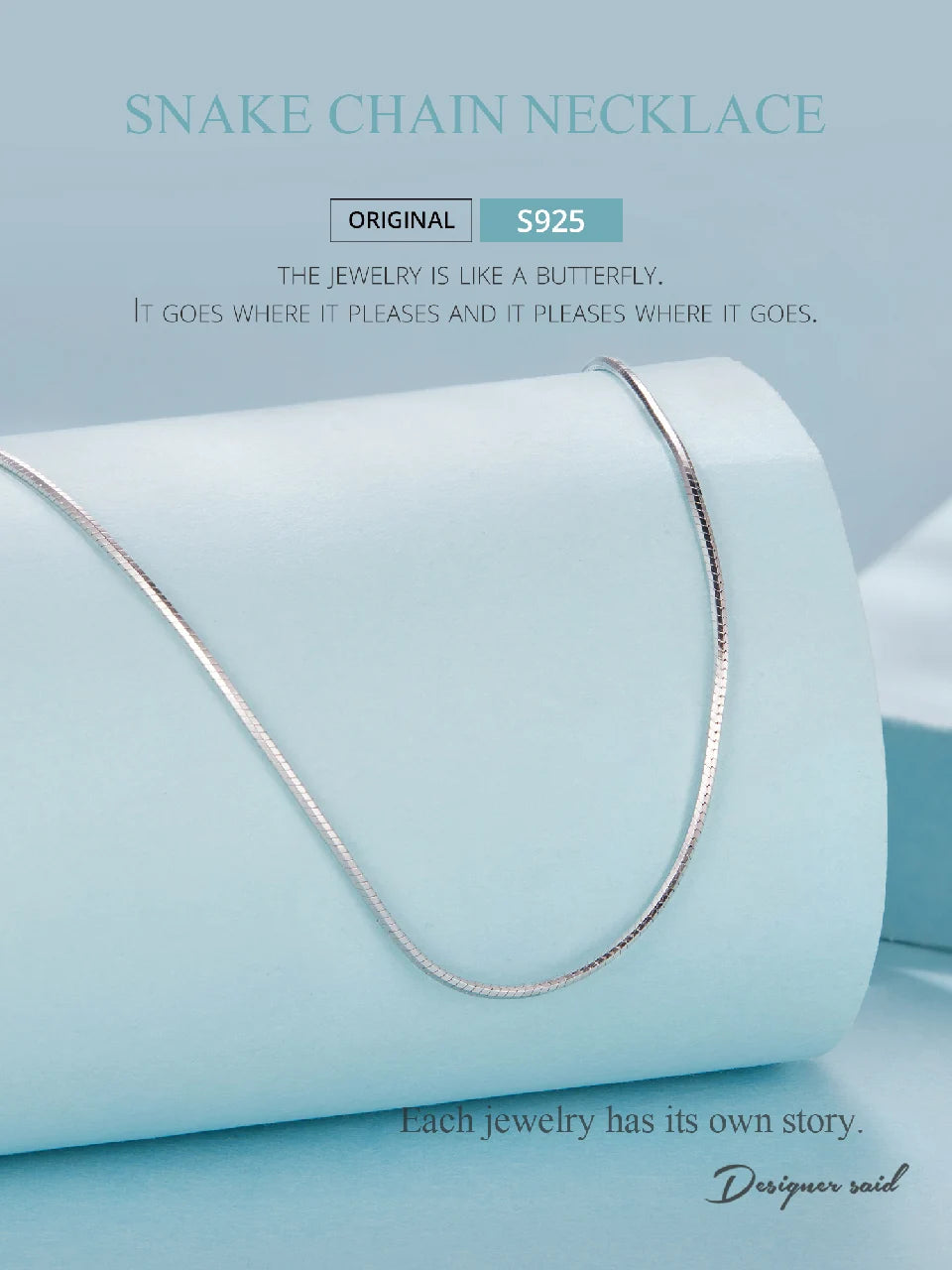 Gold Over 925 Sterling Silver Snake Chain Necklace