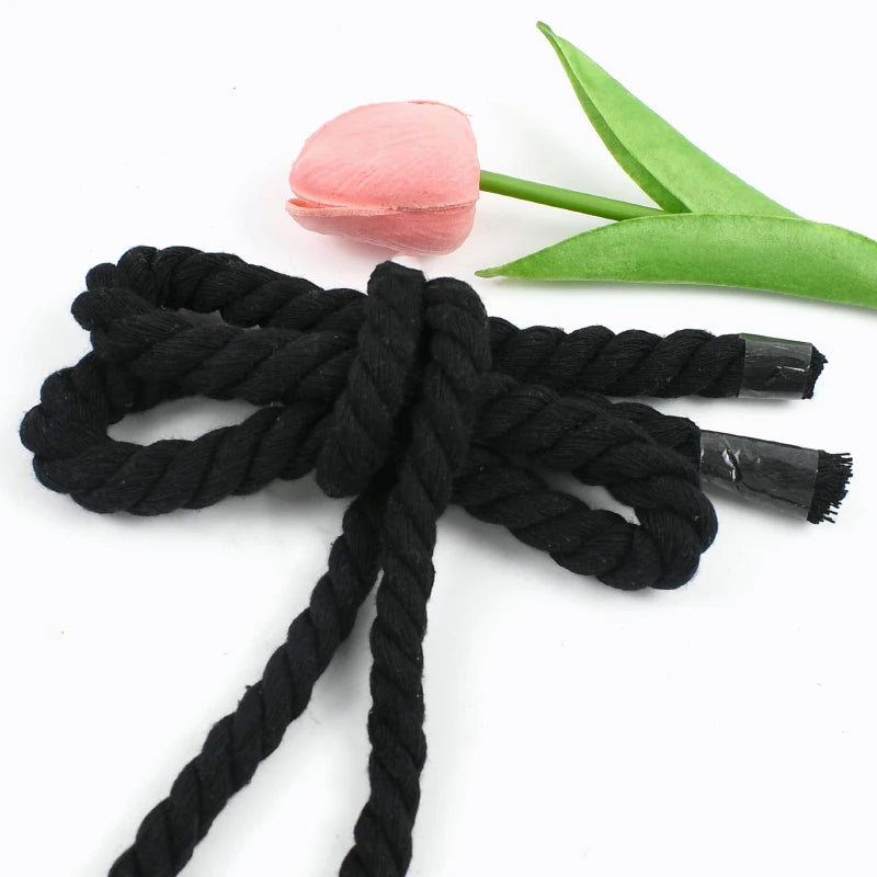 Black Macrame Cord – 2–10M Twisted Cotton Rope (5–20mm) for DIY Crafts & Home Décor
