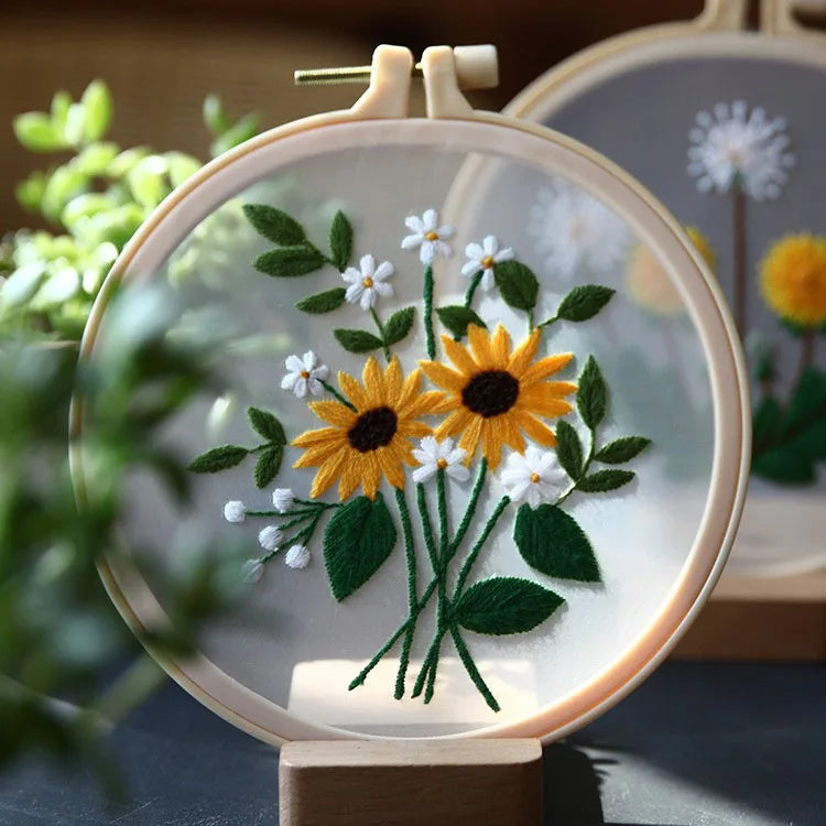 DIY Floral Embroidery Round Cross Stitch Kit