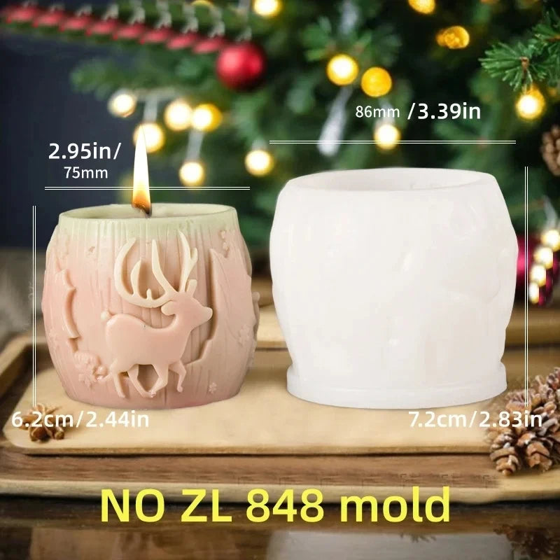 3D Reindeer & Santa Silicone Candle Mold – Christmas Resin Mold