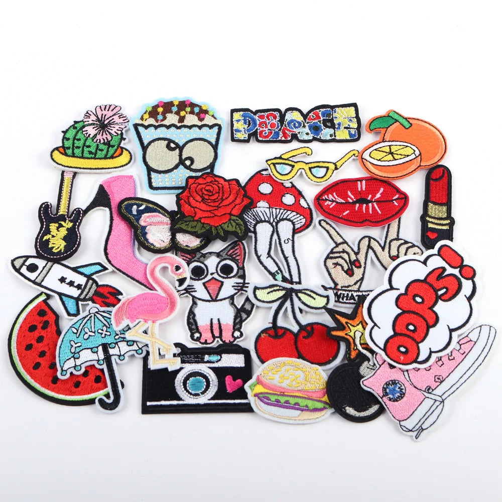 Random Mix Embroidered Iron-On Patches – DIY Clothing & Jeans Applique