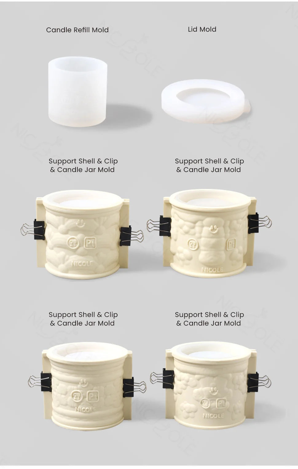 Christmas Candle Jar Silicone Mold – Nicole Christmas Tales Gypsum & Jesmonite Mold