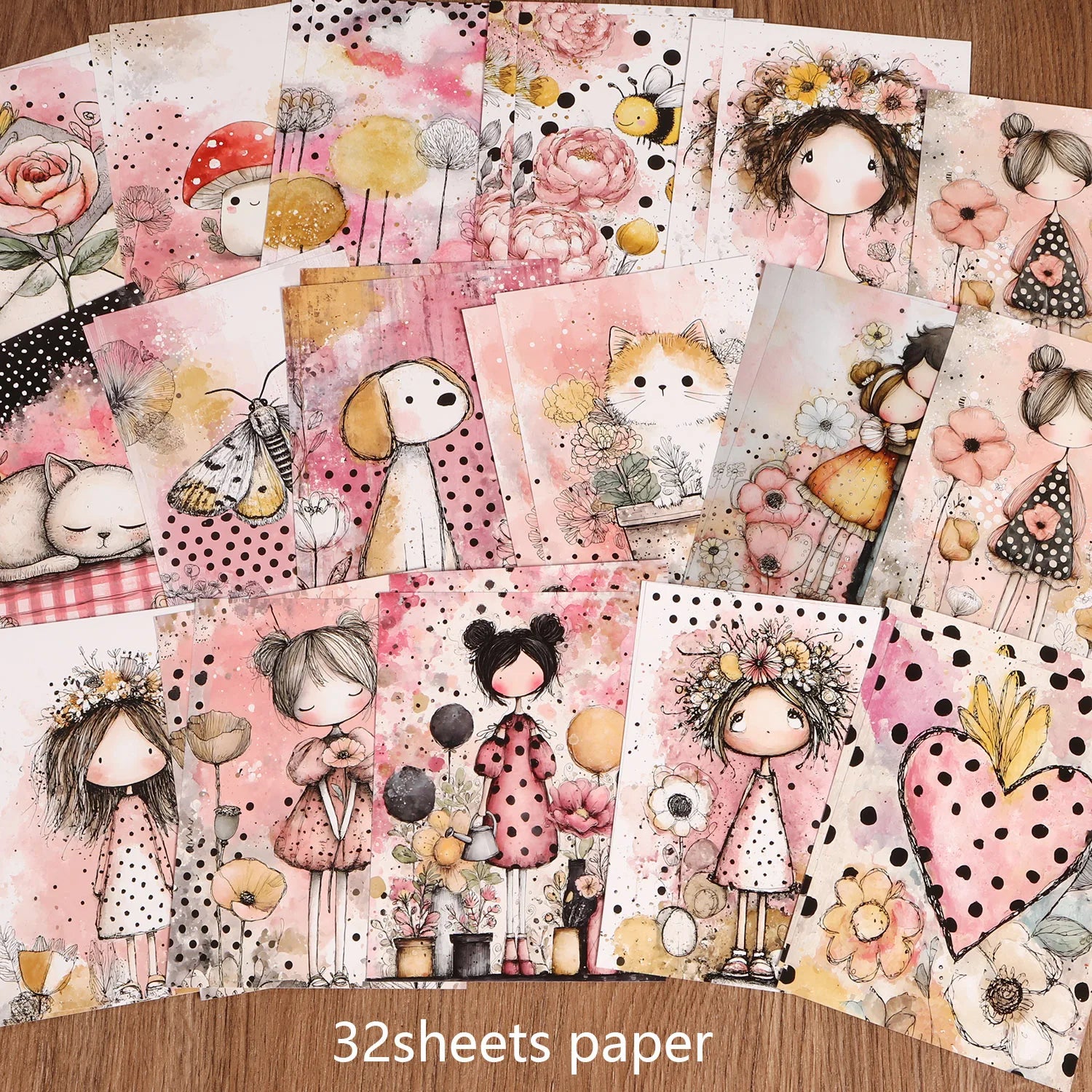 DIY Craft Paper Pack – 32 Sheets for Junk Journals, Scrapbooks & Home Crafts