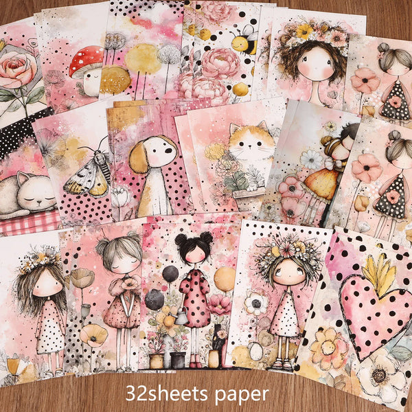 DIY Craft Paper Pack – 32 Sheets for Junk Journals, Scrapbooks & Home Crafts