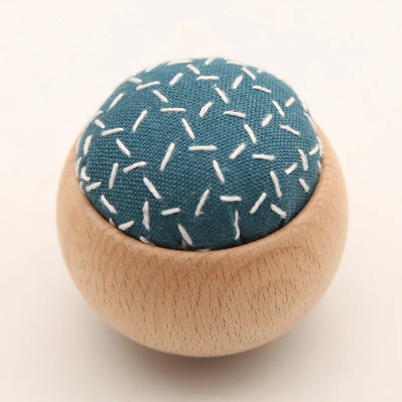 DIY Sashiko Pin Cushion with Wooden Base