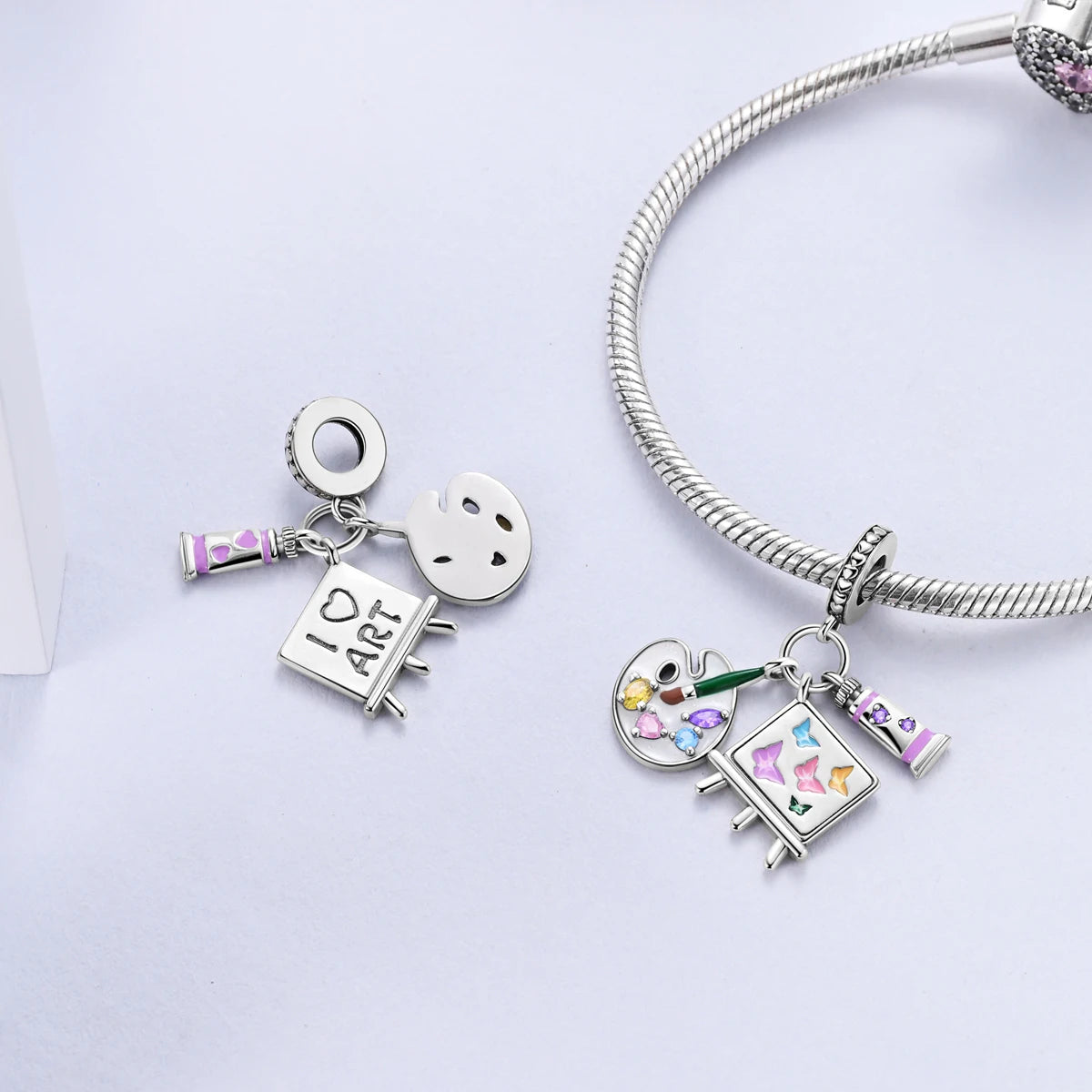 925 Sterling Silver Pink Ballet Girl Pendant – DIY Jewelry Charm for Bracelet & Necklace