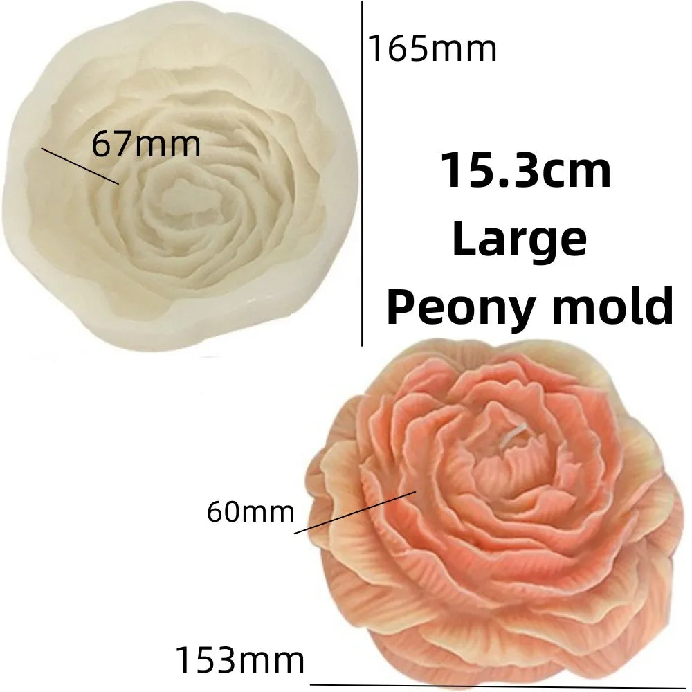 Peony & Rose Silicone Mold – DIY Candle, Soap & Cake Mold