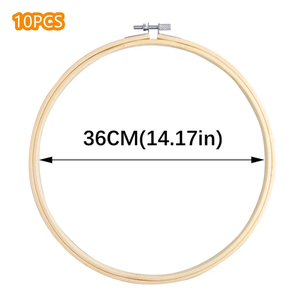 10pcs Bamboo Embroidery Hoops Frame Set