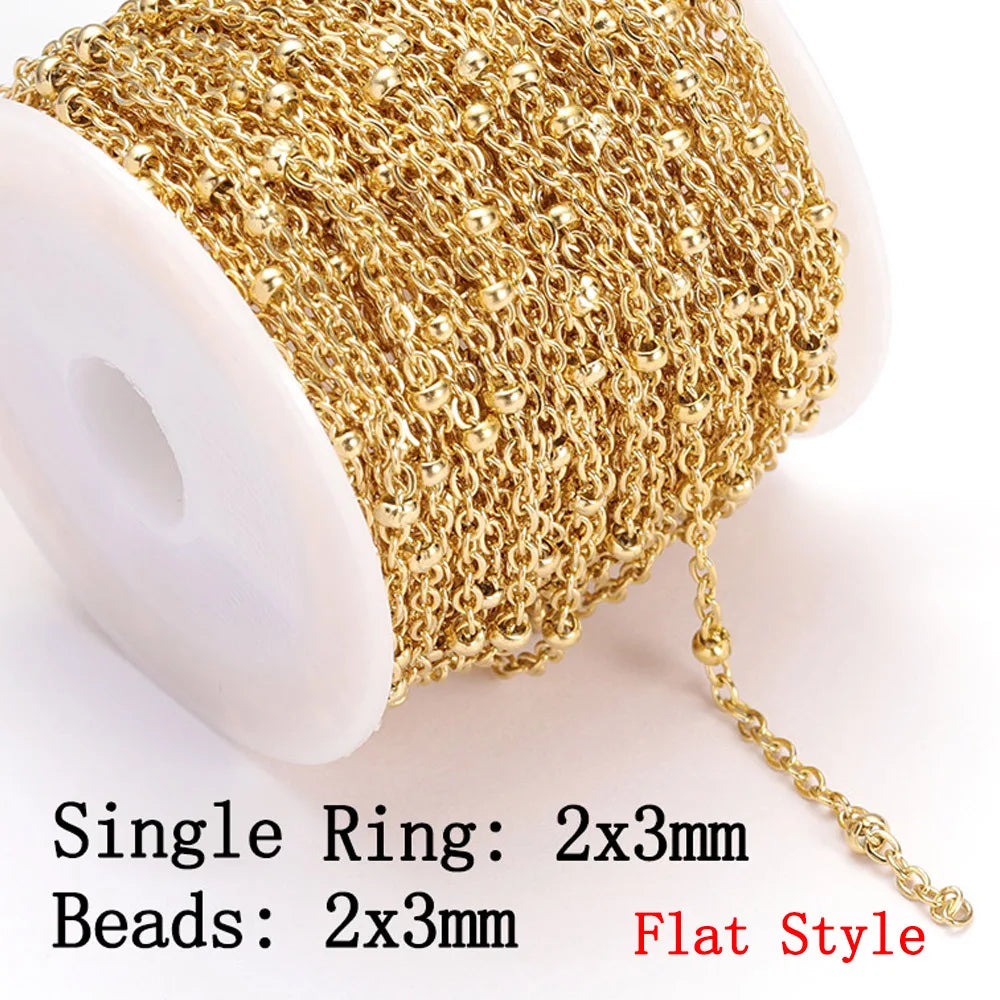 No Fade Stainless Steel Chain – 2M Gold Chain for DIY Jewelry Making