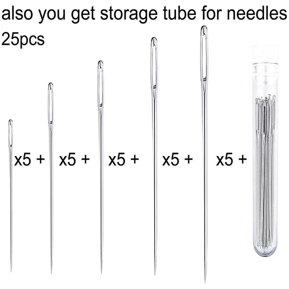 25pcs Stainless Steel Sewing Needles Home Threading Embroidery Stitching Tools
