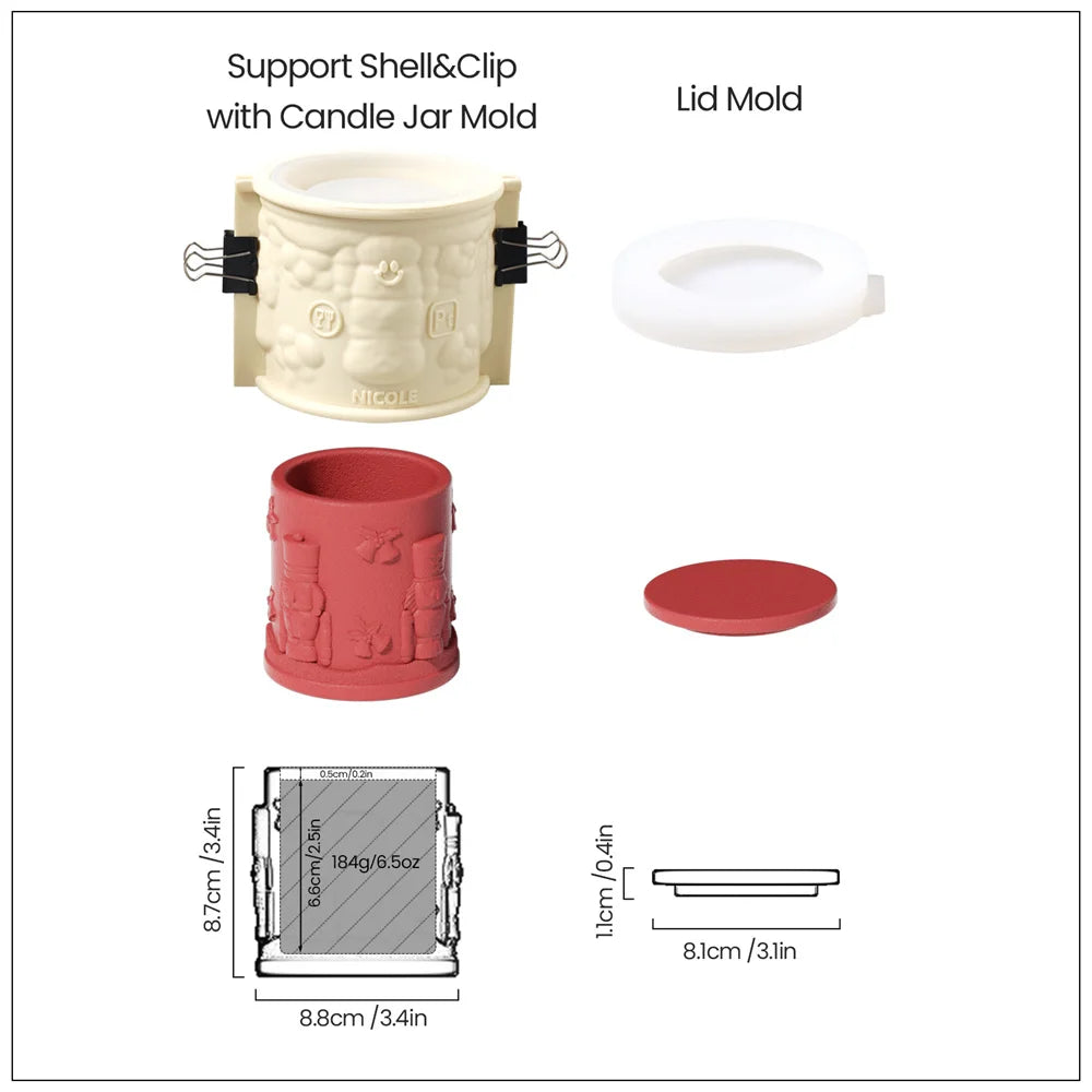 Christmas Candle Jar Silicone Mold – Nicole Christmas Tales Gypsum & Jesmonite Mold