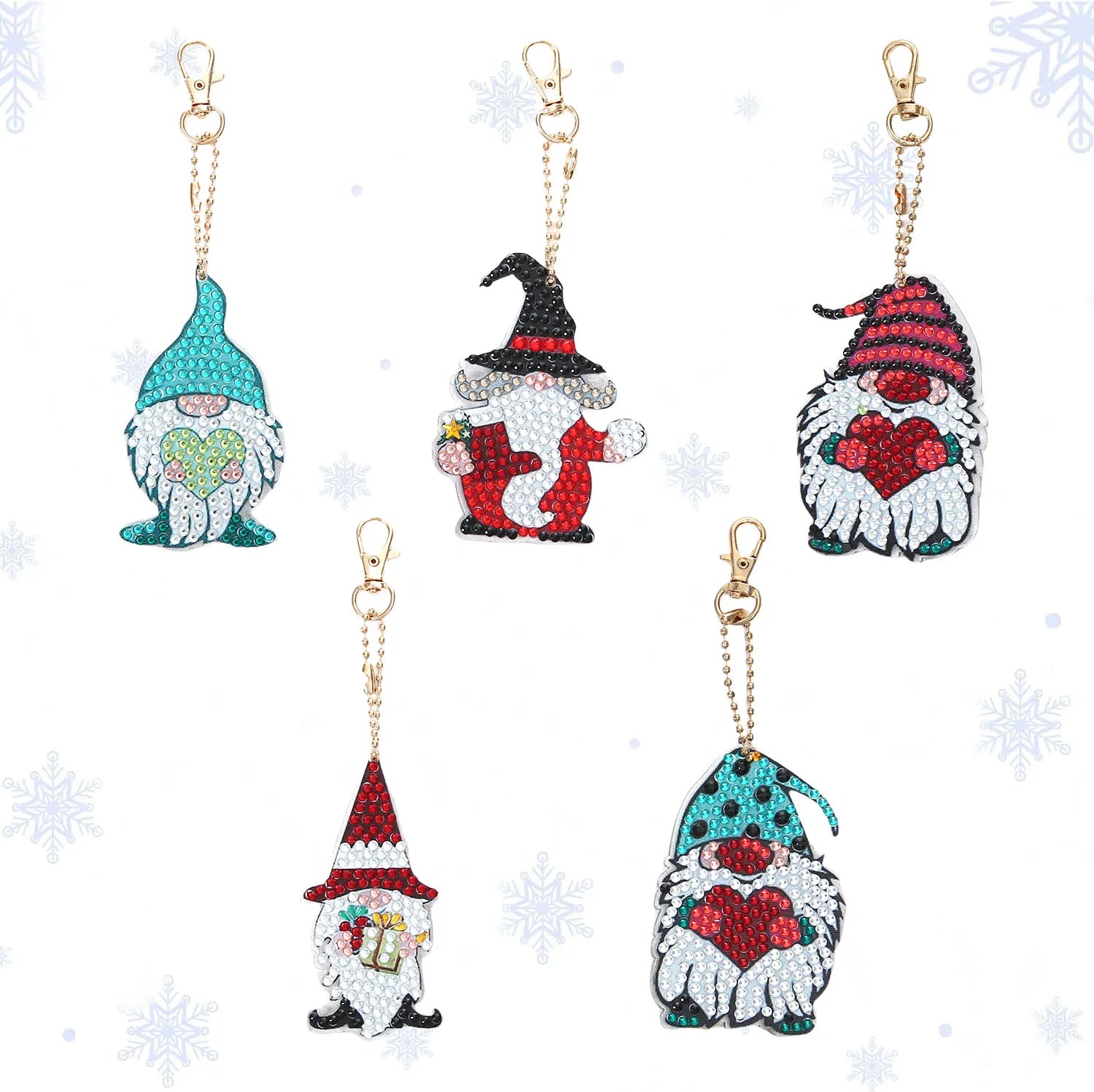 DIY Diamond Art Keychain Set – 5PCS Acrylic Christmas Ornaments for Holiday Décor