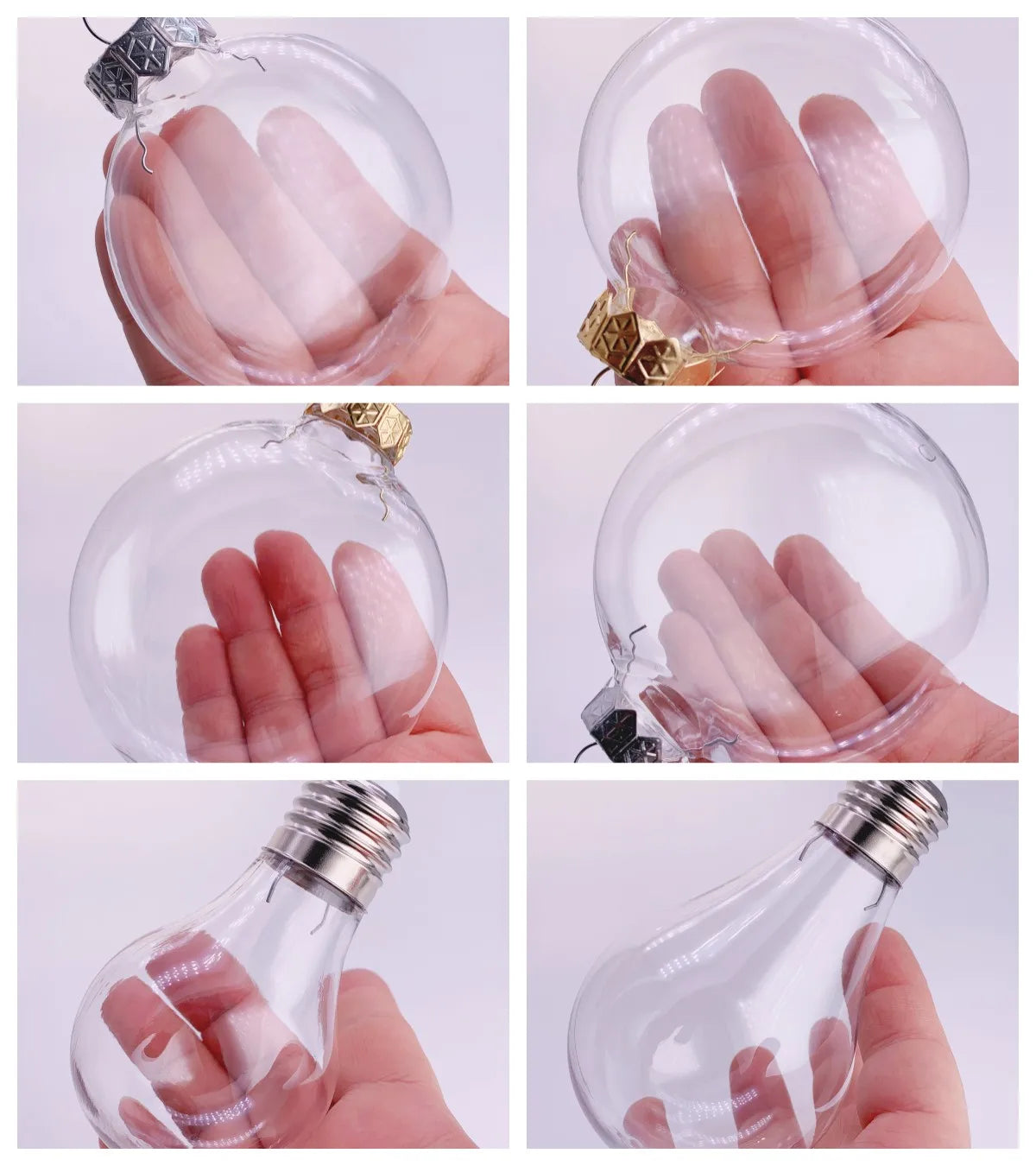 6pcs Transparent Shatterproof Christmas Baubles – 80mm Plastic Ornaments