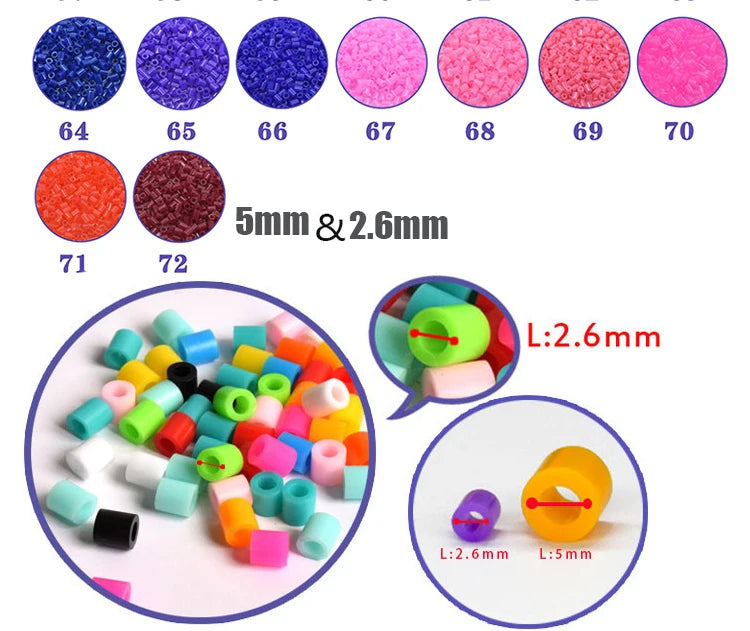 Hama Beads – 5mm/2.6mm 24/48/72 Color Fuse Beads for DIY Crafts & Educational Toys