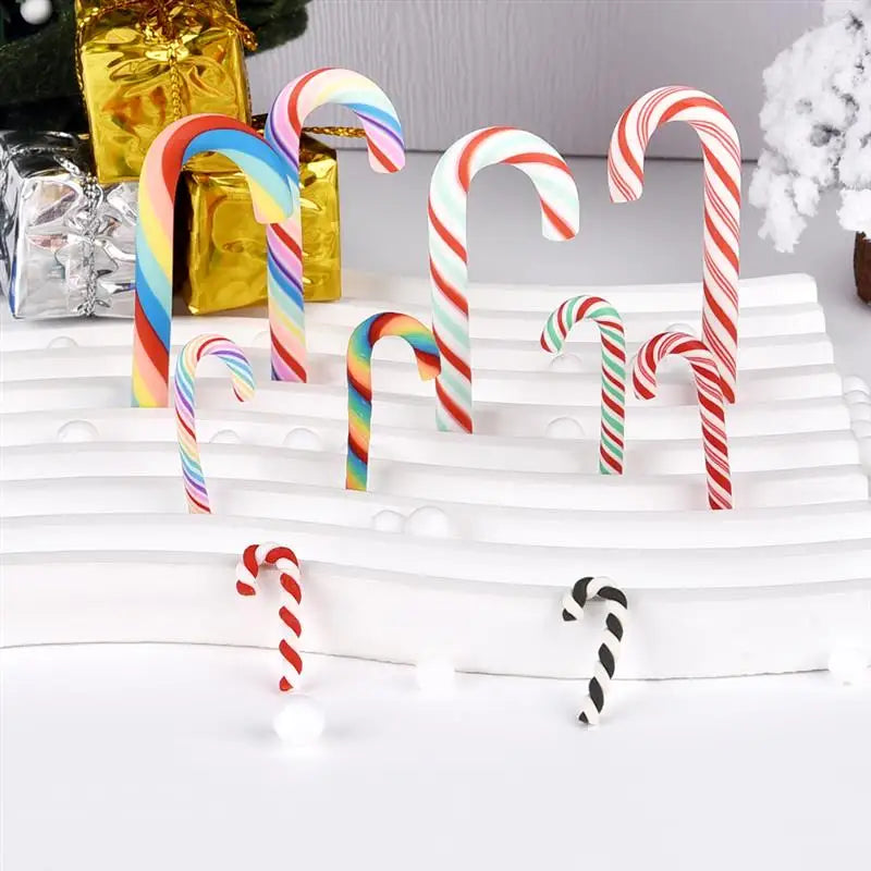 Kawaii Resin Candy Cane Cabochons – Christmas Flatback Craft Decorations (15/30/60/90PCS)