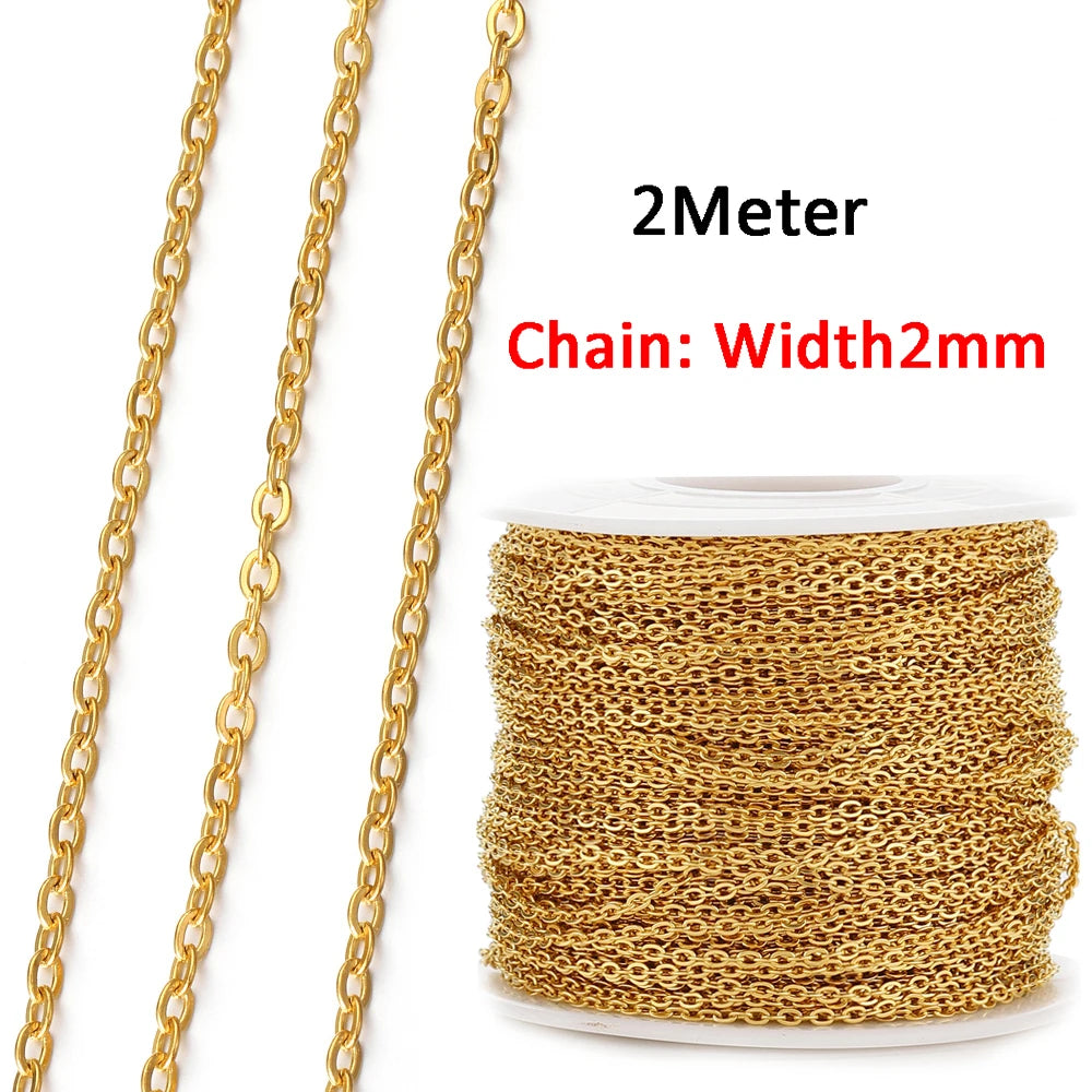 No Fade Stainless Steel Chain – 2M Gold Chain for DIY Jewelry Making