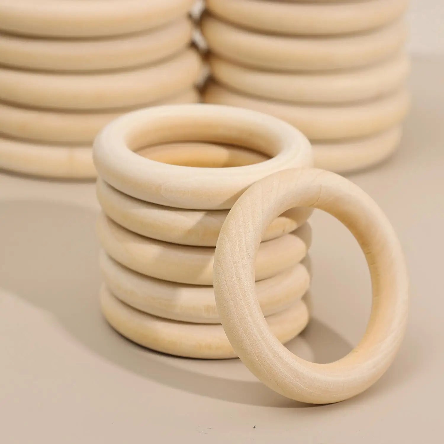 Unfinished Solid Wooden Rings 30–70mm for DIY Crafts