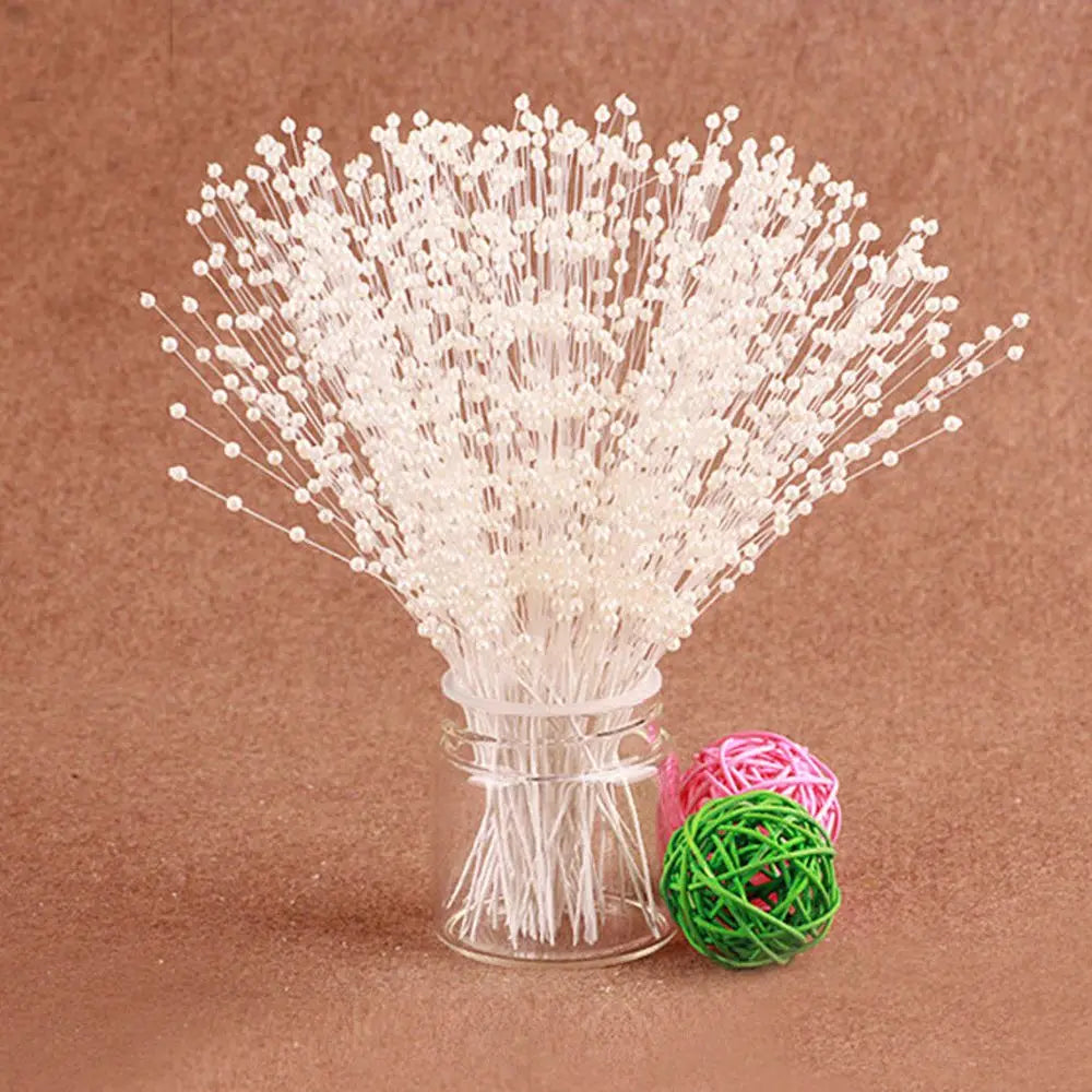 Pearl Bead Sticks – 10PCS Handmade Flower Stems for Bridal Bouquets & Wedding Décor