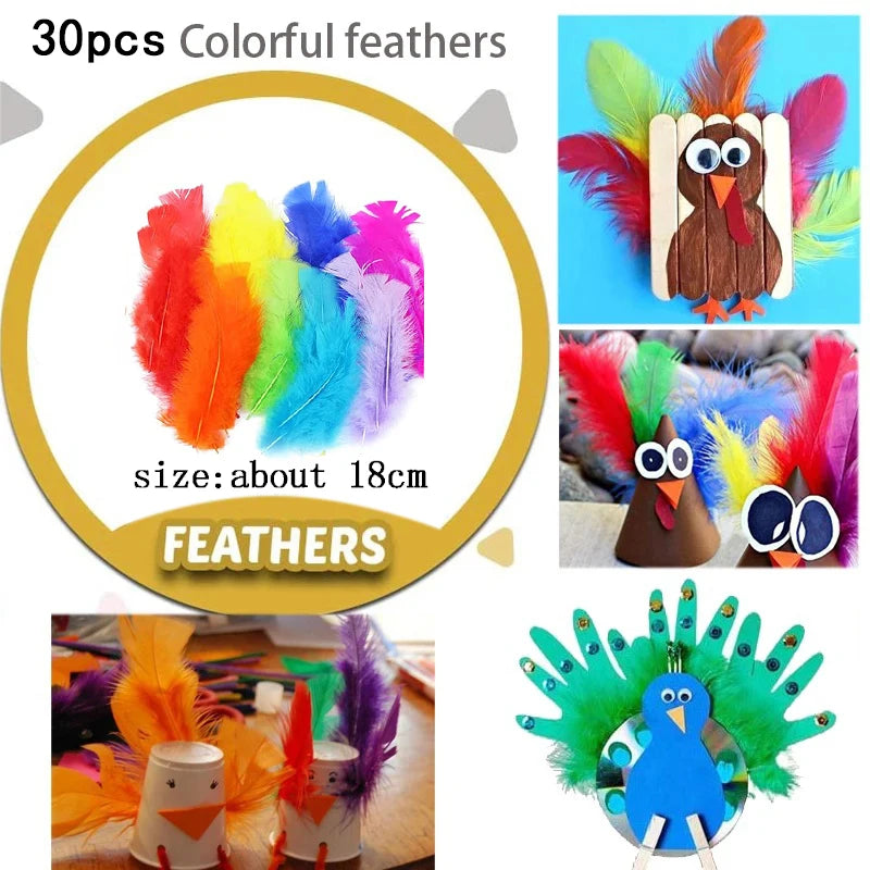 1000pcs Kids Craft Supplies Kit – Pipe Cleaners, Pompoms, Stickers, Feathers & Felt