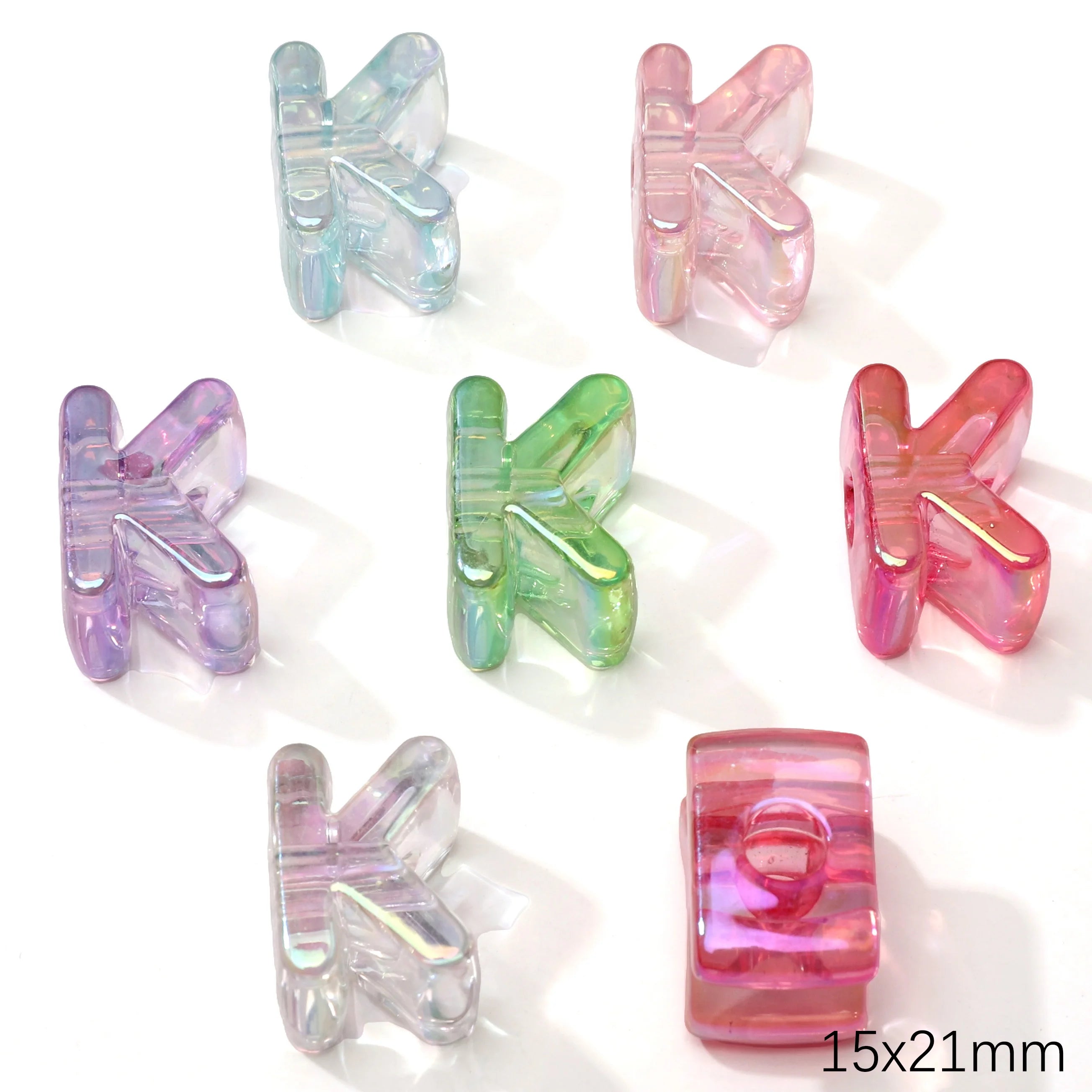 Mixed Color Acrylic Letter Beads – 5PCS Clear Spacer Beads for Jewelry & DIY Crafts