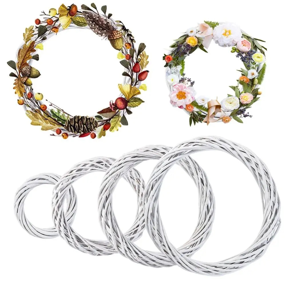 White Rattan Wreath – Blank Vine Garland Ring for Wedding & Christmas Decoration