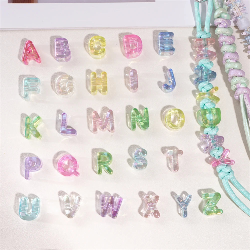 Mixed Color Acrylic Letter Beads – 5PCS Clear Spacer Beads for Jewelry & DIY Crafts