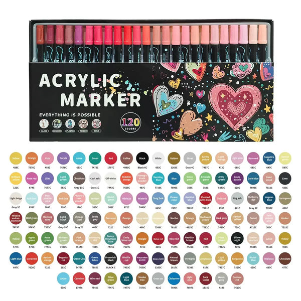 Dual Tip Acrylic Paint Pens – 12/24/36/48 Colors for DIY Crafts & Painting