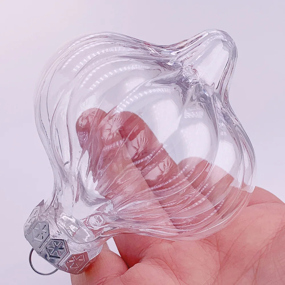 6pcs Transparent Shatterproof Christmas Baubles – 80mm Plastic Ornaments