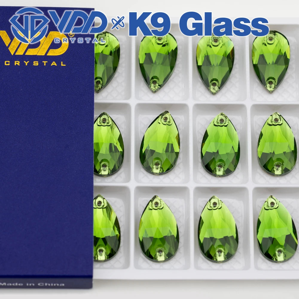 VDD Pear-Shaped K9 Glass Sew-On Rhinestones – Multicolor Crystal Stones