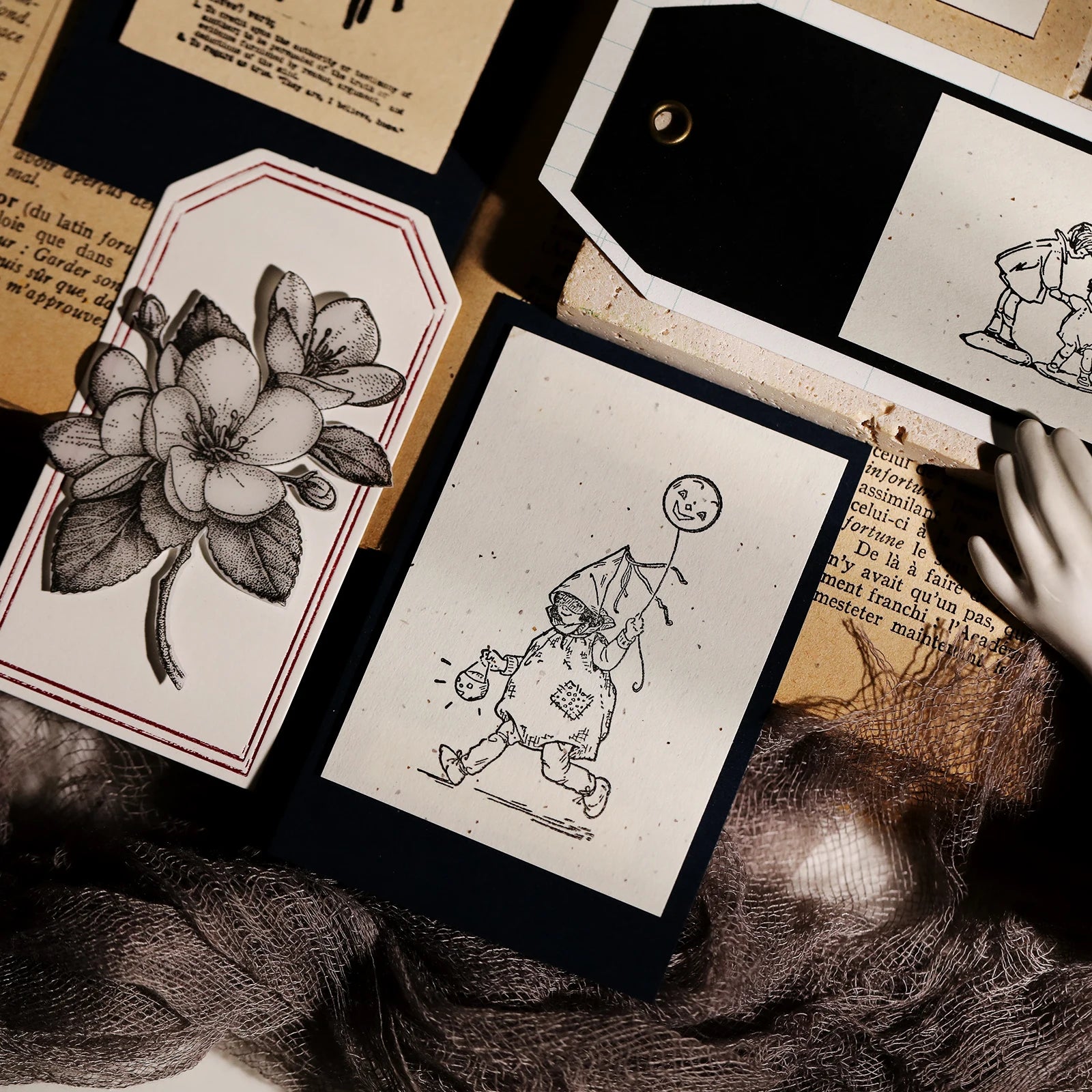 Vintage Flower & Bear Wooden Rubber Stamp – DIY Scrapbooking & Card Making