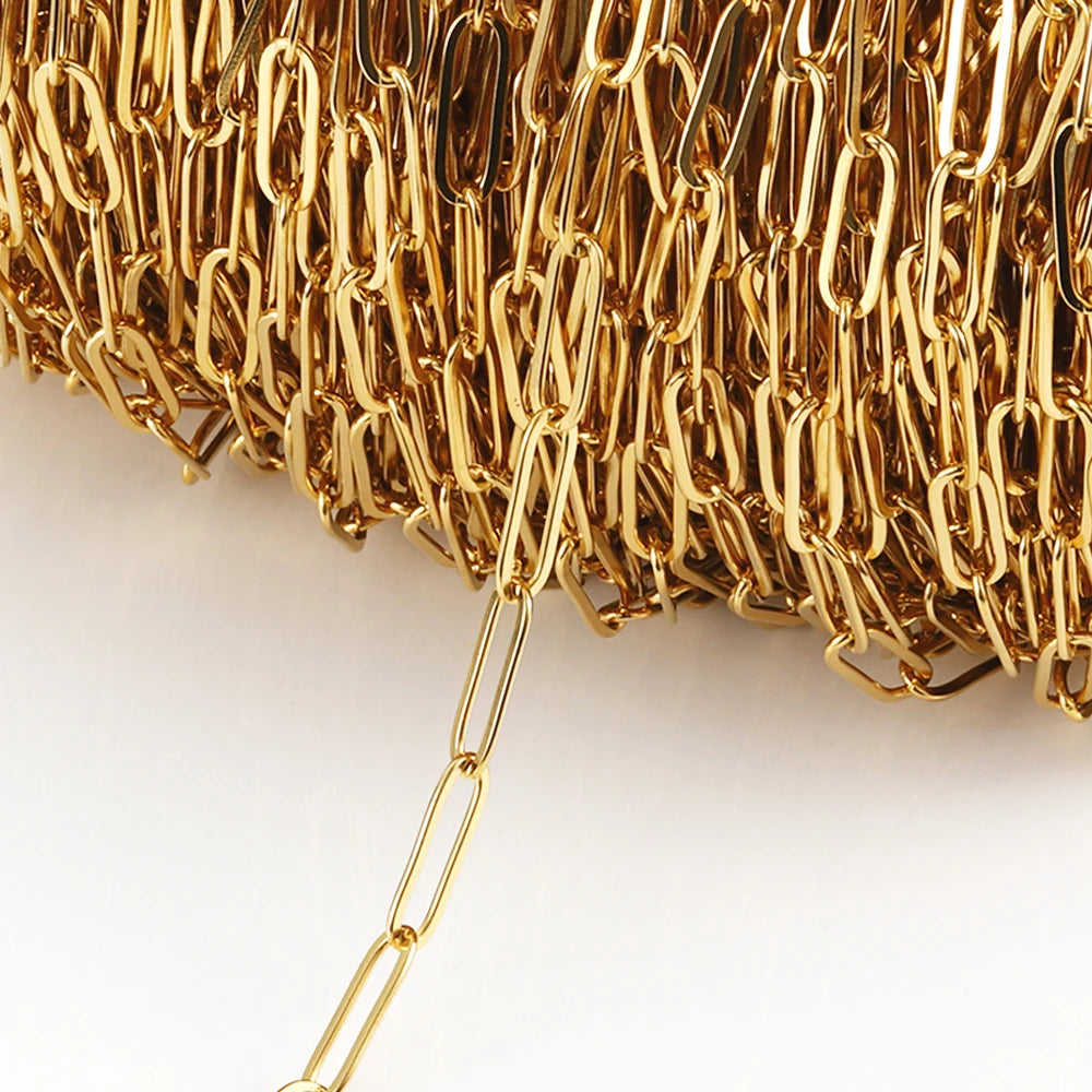 No Fade Stainless Steel Chain – 2M Gold Chain for DIY Jewelry Making