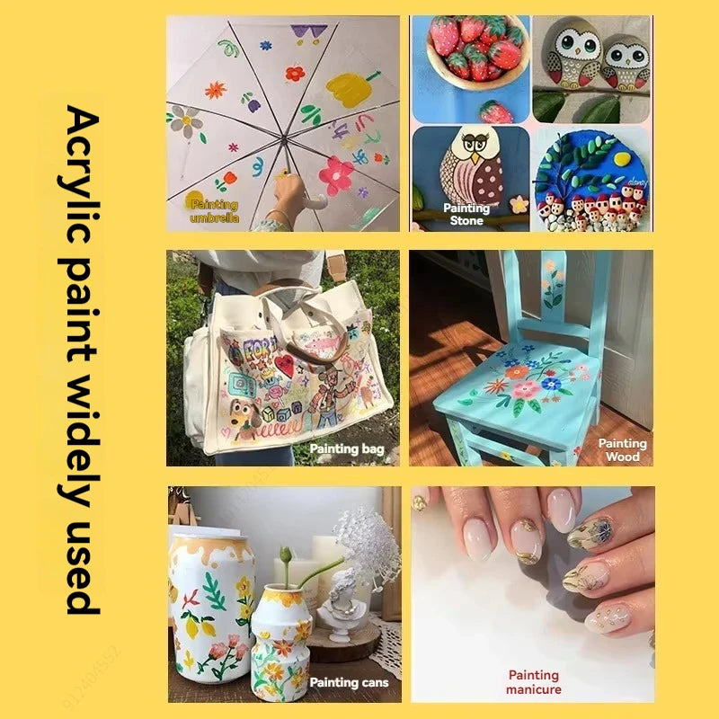 Acrylic Paint Set – 12/24/30 Colours (12ml) for Canvas, Wood, Fabric & Crafts