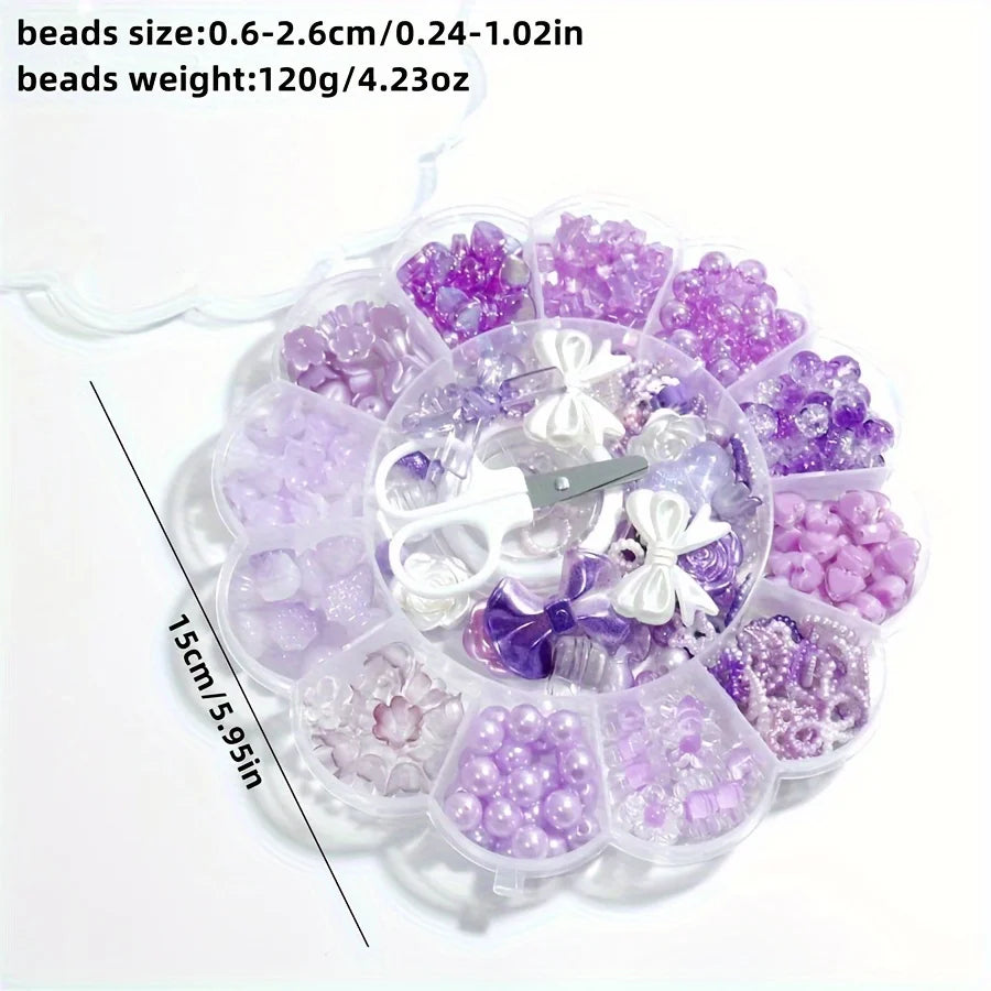 13-Grid Purple Plum Blossom Acrylic Beads Set