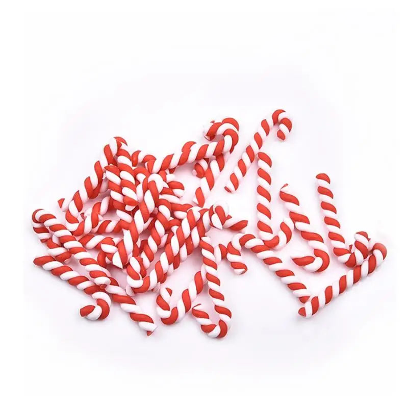 Kawaii Resin Candy Cane Cabochons – Christmas Flatback Craft Decorations (15/30/60/90PCS)