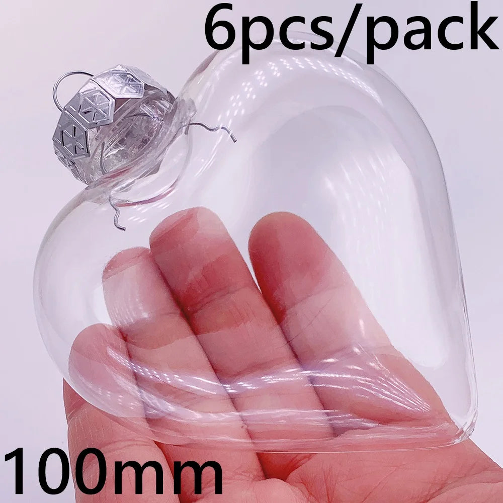 6pcs Transparent Shatterproof Christmas Baubles – 80mm Plastic Ornaments