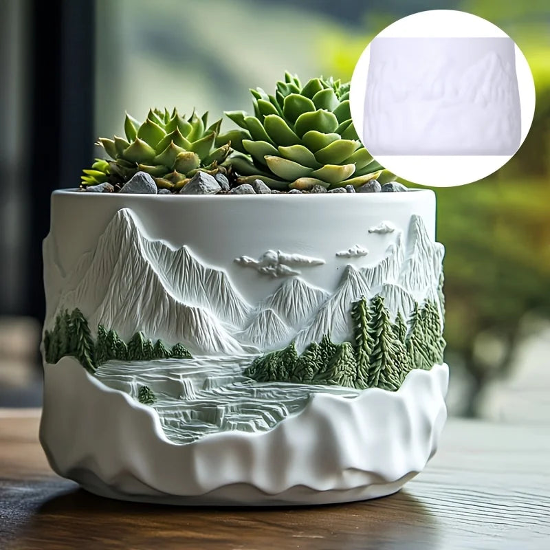 Mountain Landscape Silicone Mold – DIY Resin Planter, Trinket Box & Candle Cup