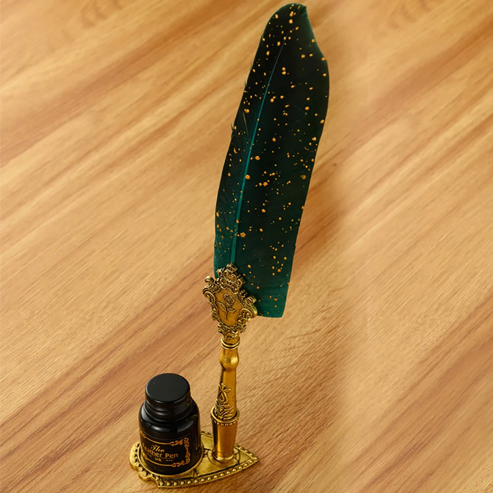 Retro Feather Pen Writing Ink Set