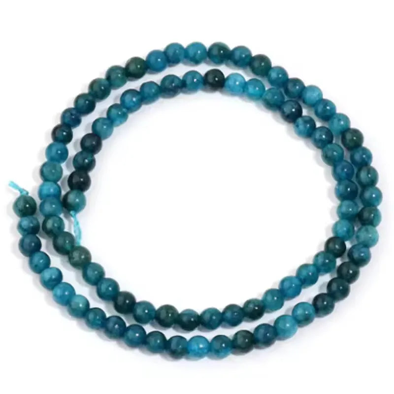 Blue Apatite Round Gem Bead Strand